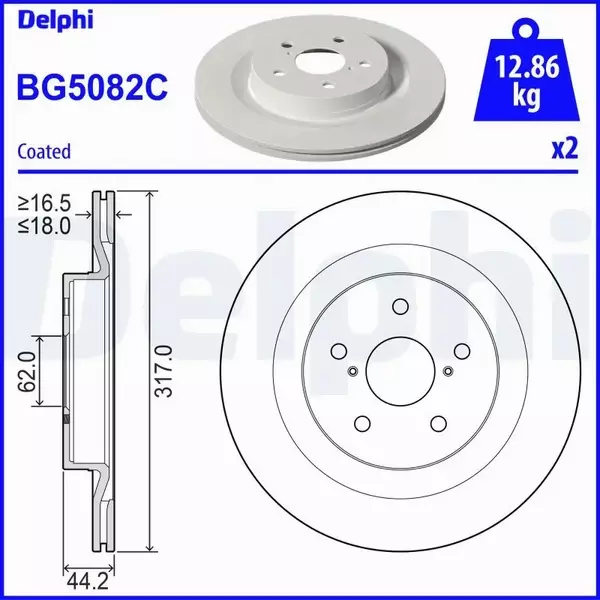 DELPHI TARCZA HAMULCOWA BG5082C 