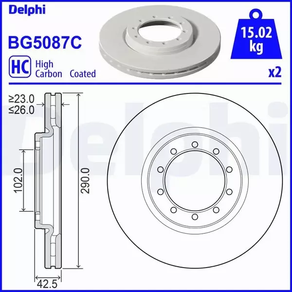 DELPHI TARCZA HAMULCOWA BG5087C 