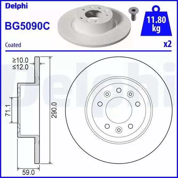 DELPHI TARCZA HAMULCOWA BG5090C 