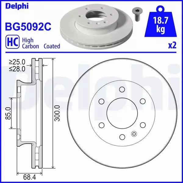 DELPHI TARCZA HAMULCOWA BG5092C 