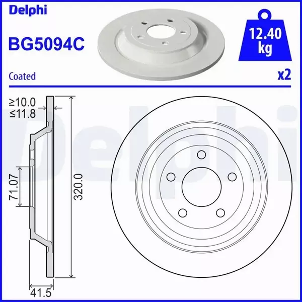 DELPHI TARCZA HAMULCOWA BG5094C 