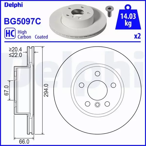 DELPHI TARCZA HAMULCOWA BG5097C 