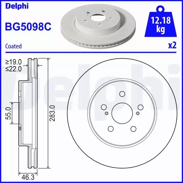 DELPHI TARCZA HAMULCOWA BG5098C 