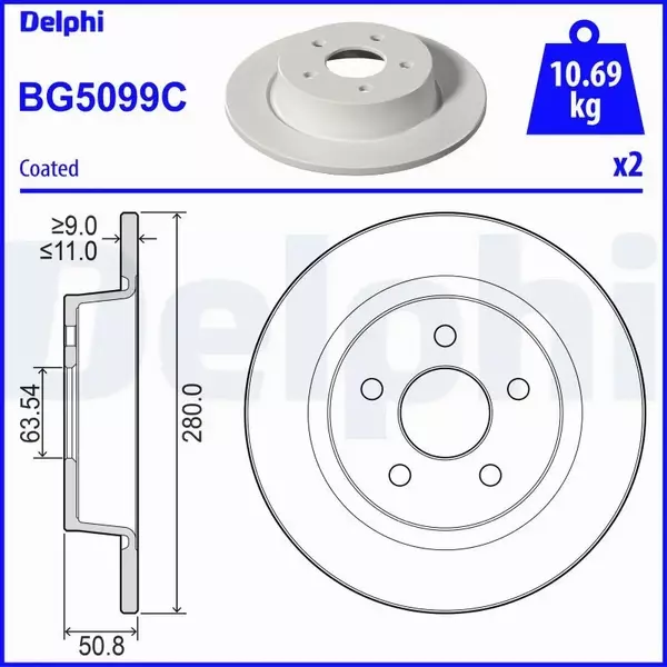 DELPHI TARCZA HAMULCOWA BG5099C 