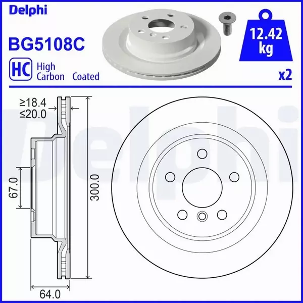 DELPHI TARCZA HAMULCOWA BG5108C 