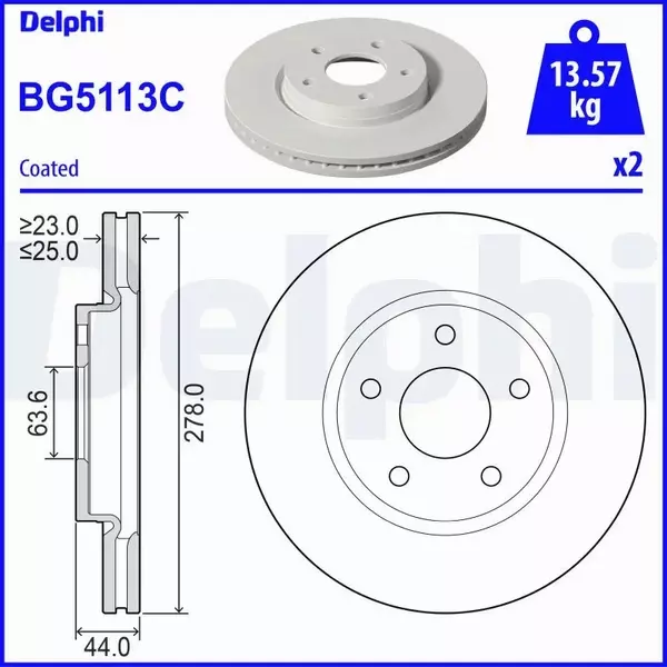 DELPHI TARCZA HAMULCOWA BG5113C 