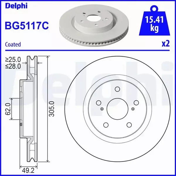 DELPHI TARCZA HAMULCOWA BG5117C 