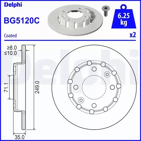 DELPHI TARCZA HAMULCOWA BG5120C 