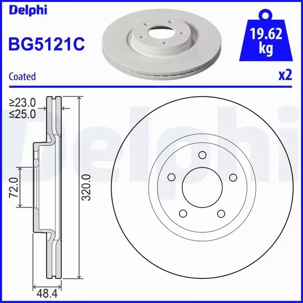 DELPHI TARCZA HAMULCOWA BG5121C 