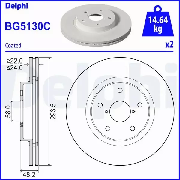 DELPHI TARCZA HAMULCOWA BG5130C 