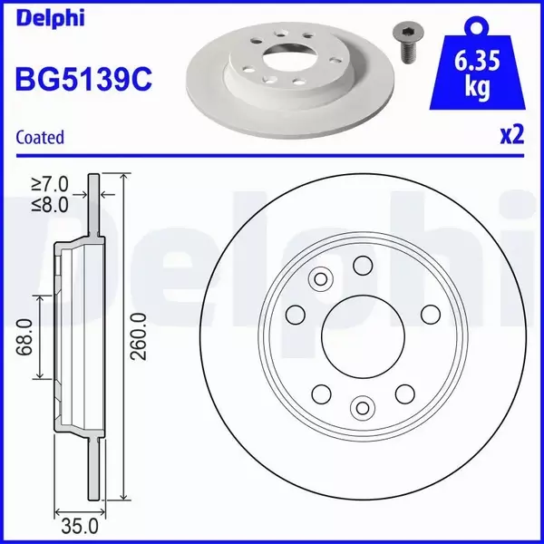 DELPHI TARCZA HAMULCOWA BG5139C 