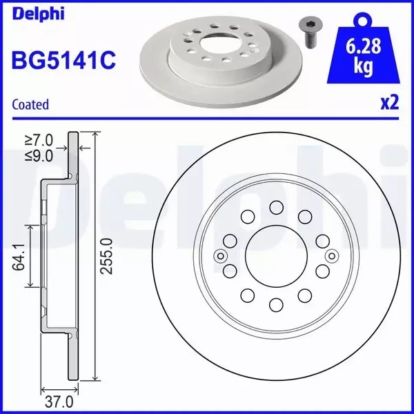 DELPHI TARCZA HAMULCOWA BG5141C 