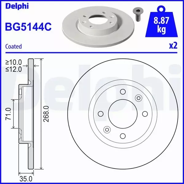 DELPHI TARCZA HAMULCOWA BG5144C 