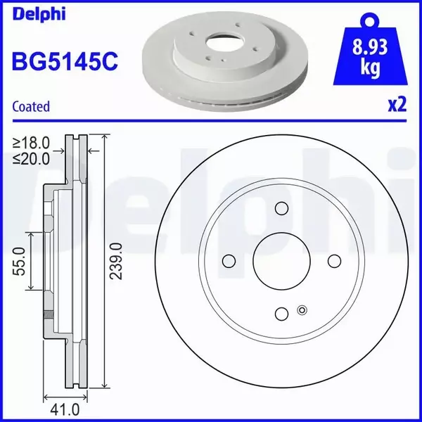 DELPHI TARCZA HAMULCOWA BG5145C 