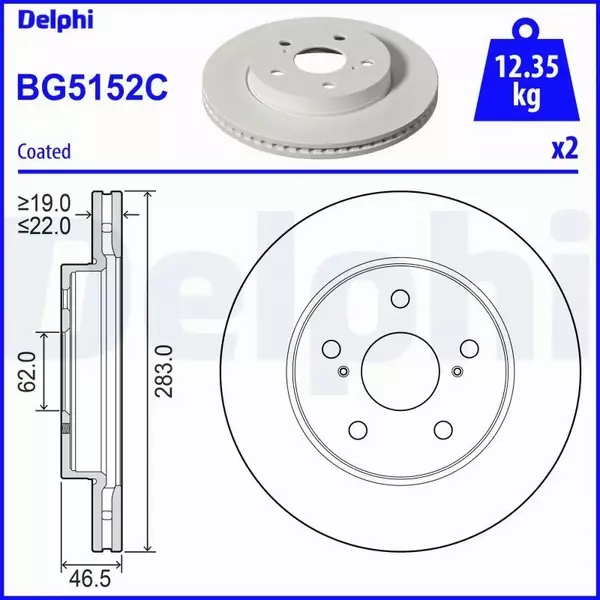 DELPHI TARCZA HAMULCOWA BG5152C 