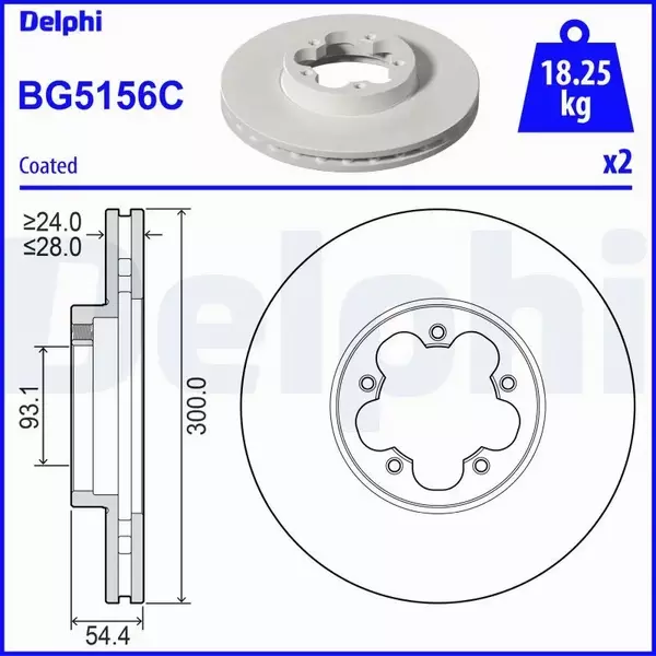 DELPHI TARCZA HAMULCOWA BG5156C 