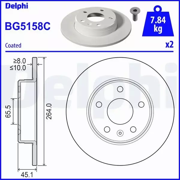 DELPHI TARCZA HAMULCOWA BG5158C 