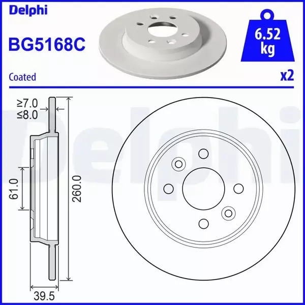 DELPHI TARCZA HAMULCOWA BG5168C 