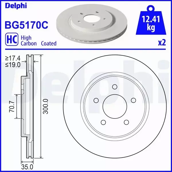 DELPHI TARCZA HAMULCOWA BG5170C 