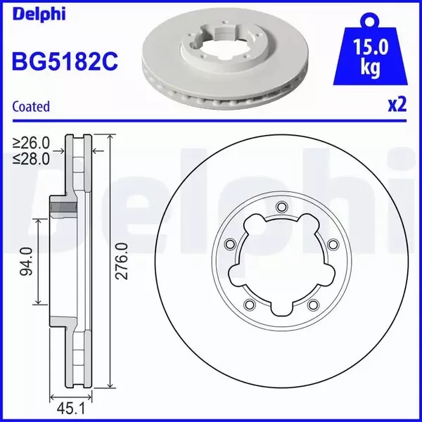 DELPHI TARCZA HAMULCOWA BG5182C 