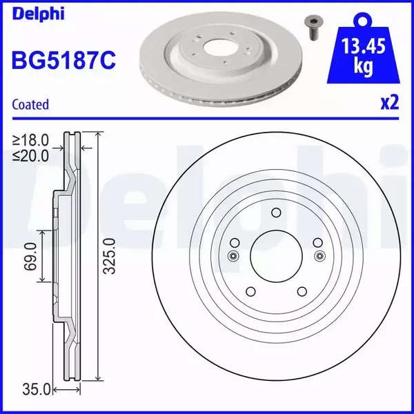 DELPHI TARCZA HAMULCOWA BG5187C 