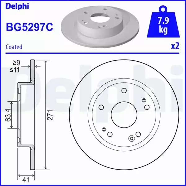 DELPHI TARCZA HAMULCOWA BG5297C 