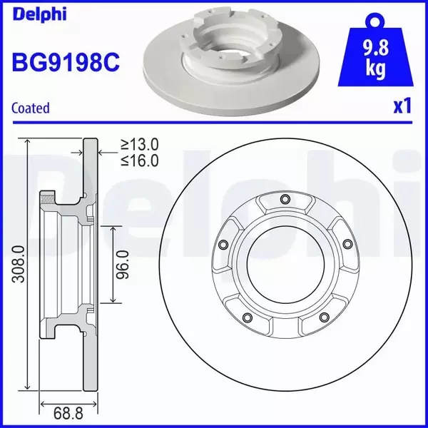 DELPHI TARCZA HAMULCOWA BG9198C 