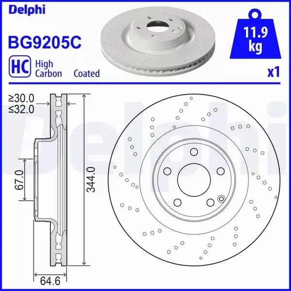 DELPHI TARCZA HAMULCOWA BG9205C 