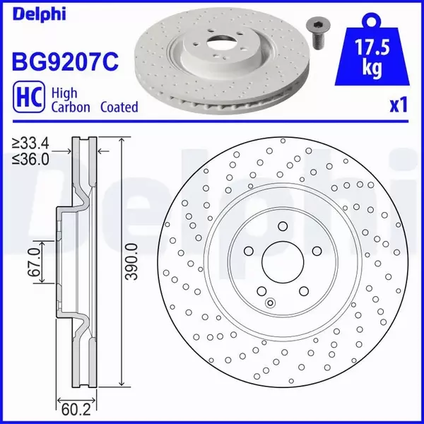 DELPHI TARCZA HAMULCOWA BG9207C 