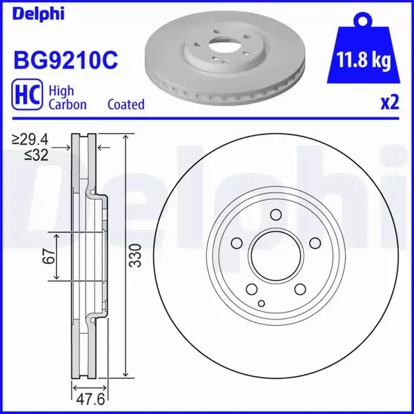 DELPHI TARCZA HAMULCOWA BG9210C 