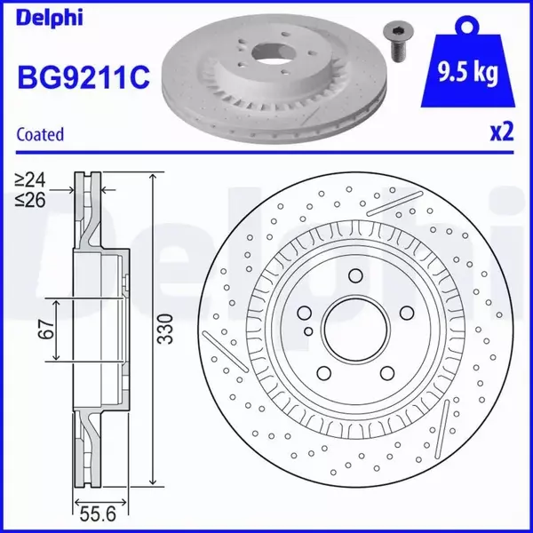 DELPHI TARCZA HAMULCOWA BG9211C 