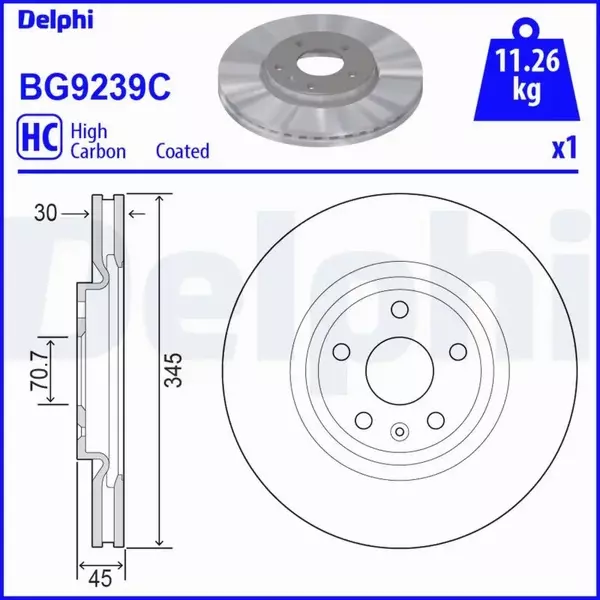 DELPHI TARCZA HAMULCOWA BG9239C 