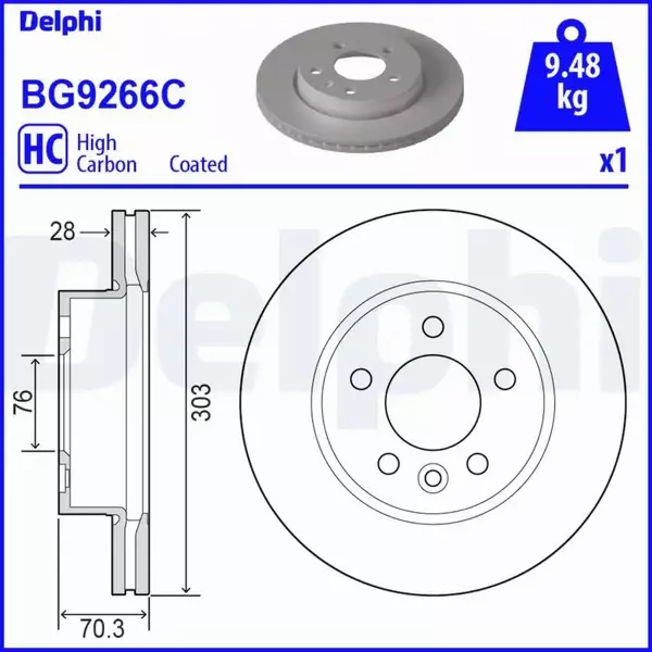 DELPHI TARCZA HAMULCOWA BG9266C 