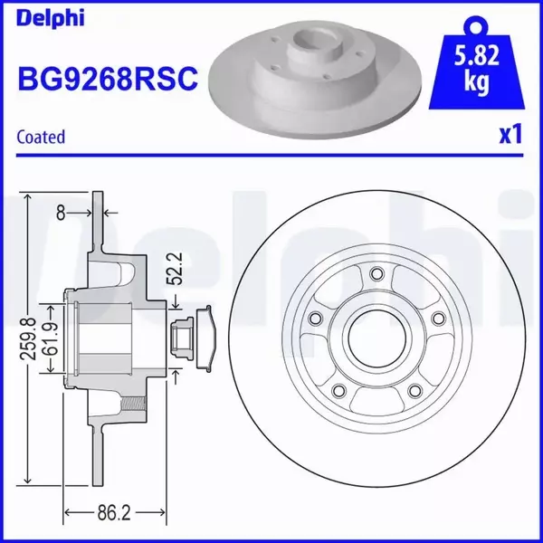 DELPHI TARCZA HAMULCOWA BG9268RSC 