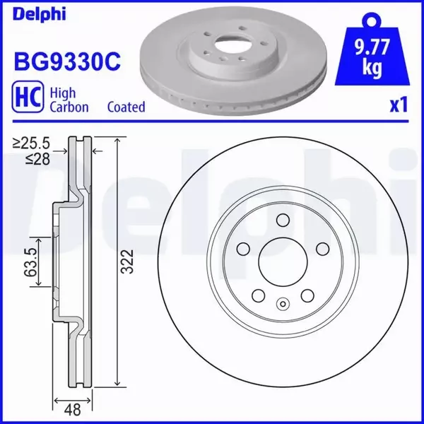 DELPHI TARCZA HAMULCOWA BG9330C 