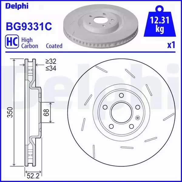 DELPHI TARCZA HAMULCOWA BG9331C 