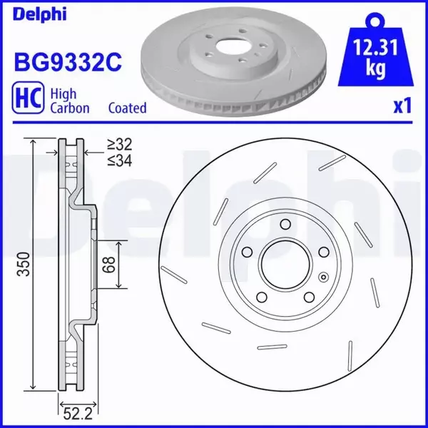 DELPHI TARCZA HAMULCOWA BG9332C 