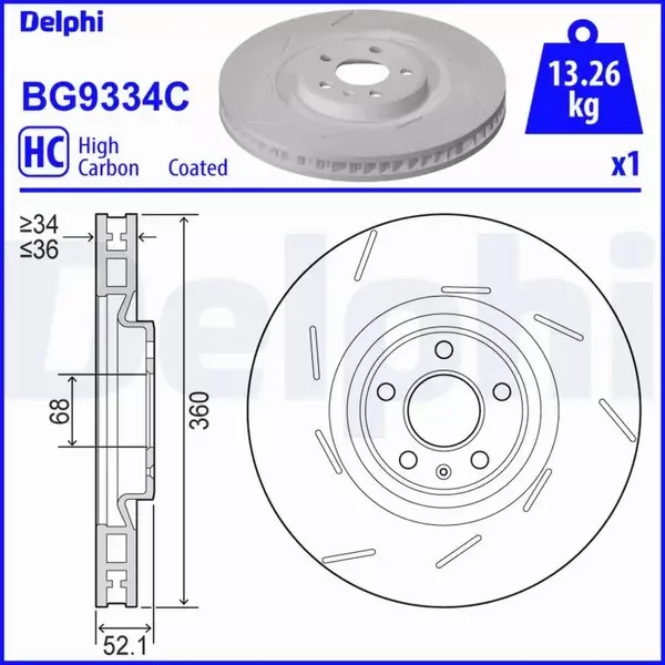 DELPHI TARCZA HAMULCOWA BG9334C 