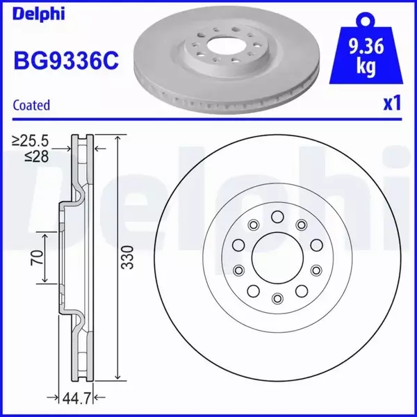 DELPHI TARCZA HAMULCOWA BG9336C 