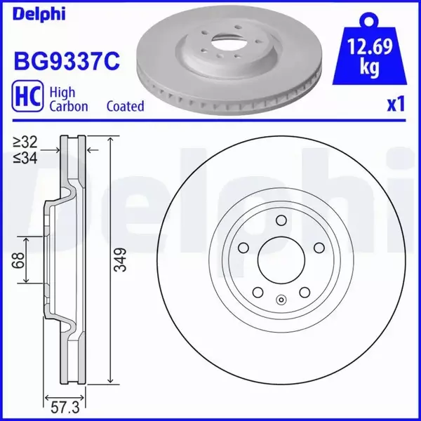 DELPHI TARCZA HAMULCOWA BG9337C 