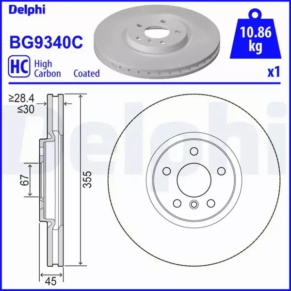 DELPHI TARCZA HAMULCOWA BG9340C 