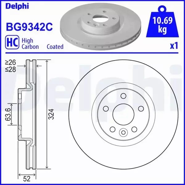 DELPHI TARCZA HAMULCOWA BG9342C 