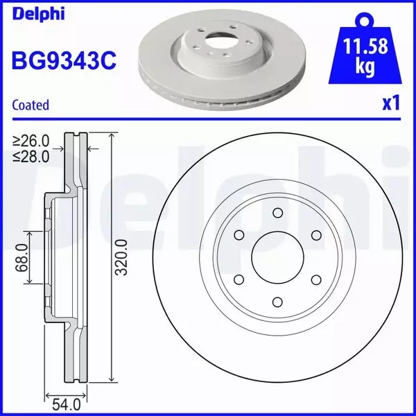 DELPHI TARCZA HAMULCOWA BG9343C 