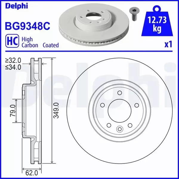 DELPHI TARCZA HAMULCOWA BG9348C 