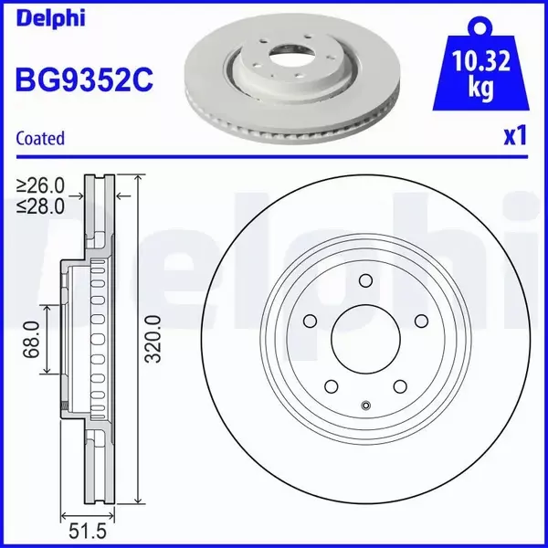 DELPHI TARCZA HAMULCOWA BG9352C 