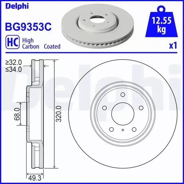 DELPHI TARCZA HAMULCOWA BG9353C 