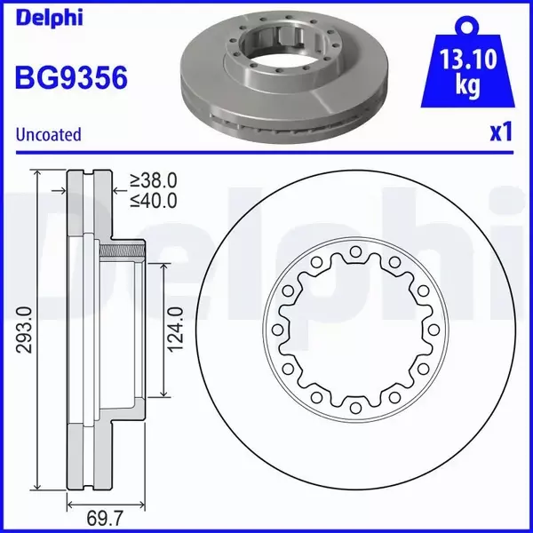 DELPHI TARCZA HAMULCOWA BG9356 