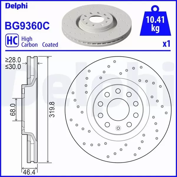 DELPHI TARCZA HAMULCOWA BG9360C 