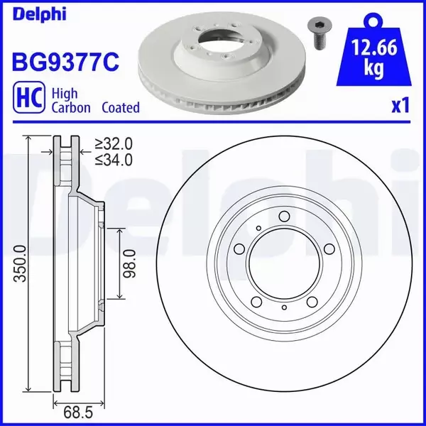 DELPHI TARCZA HAMULCOWA BG9377C 