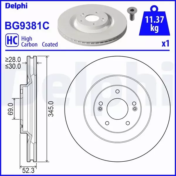 DELPHI TARCZA HAMULCOWA BG9381C 